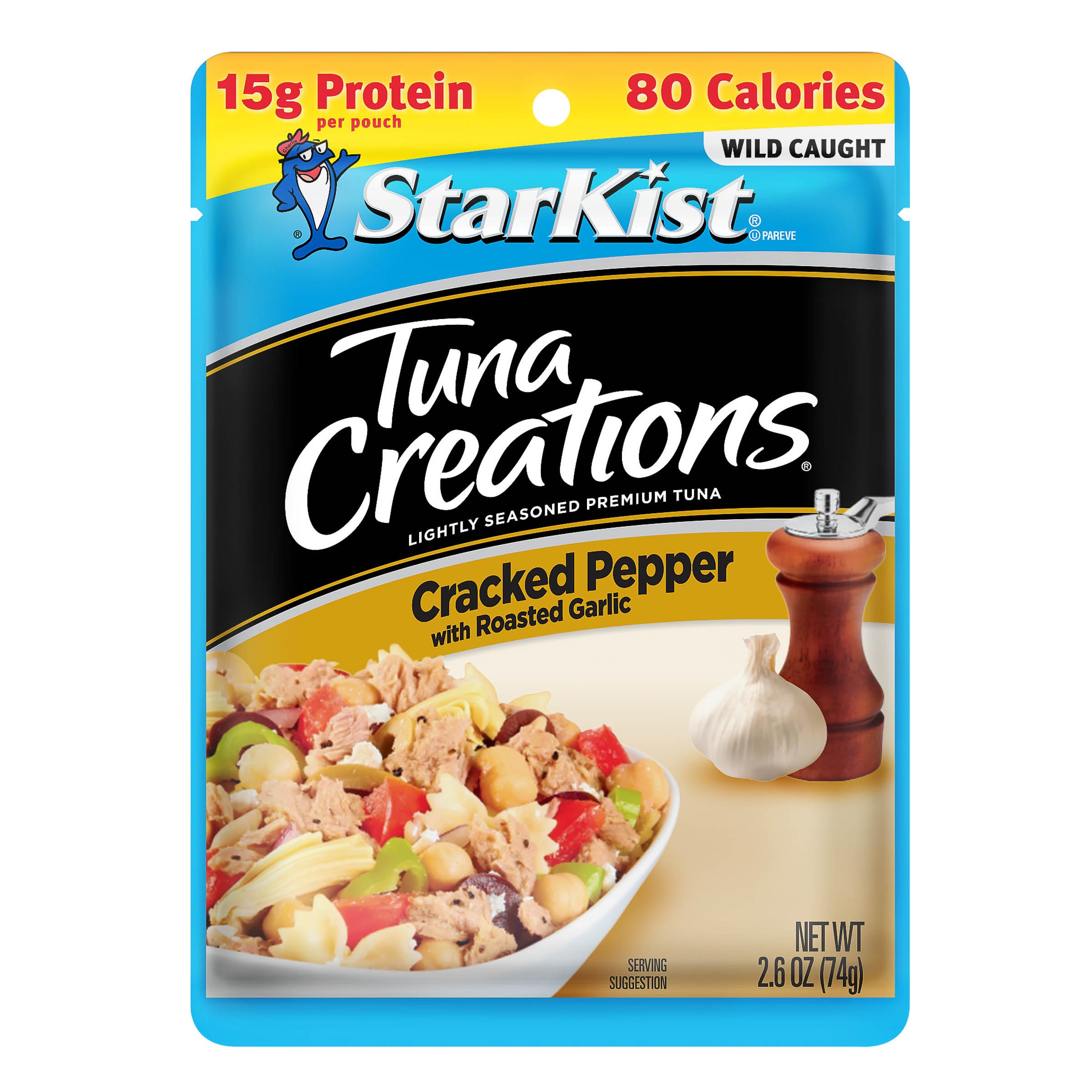 StarKist cracked pepper roasted garlic tuna pouch ready for salads and sandwiches