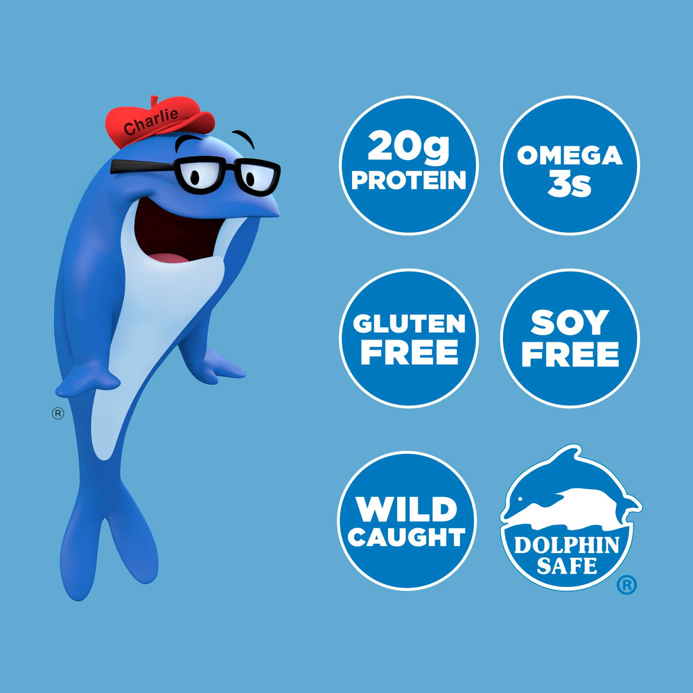 StarKist dolphin-safe label on tuna can for trusted seafood.
