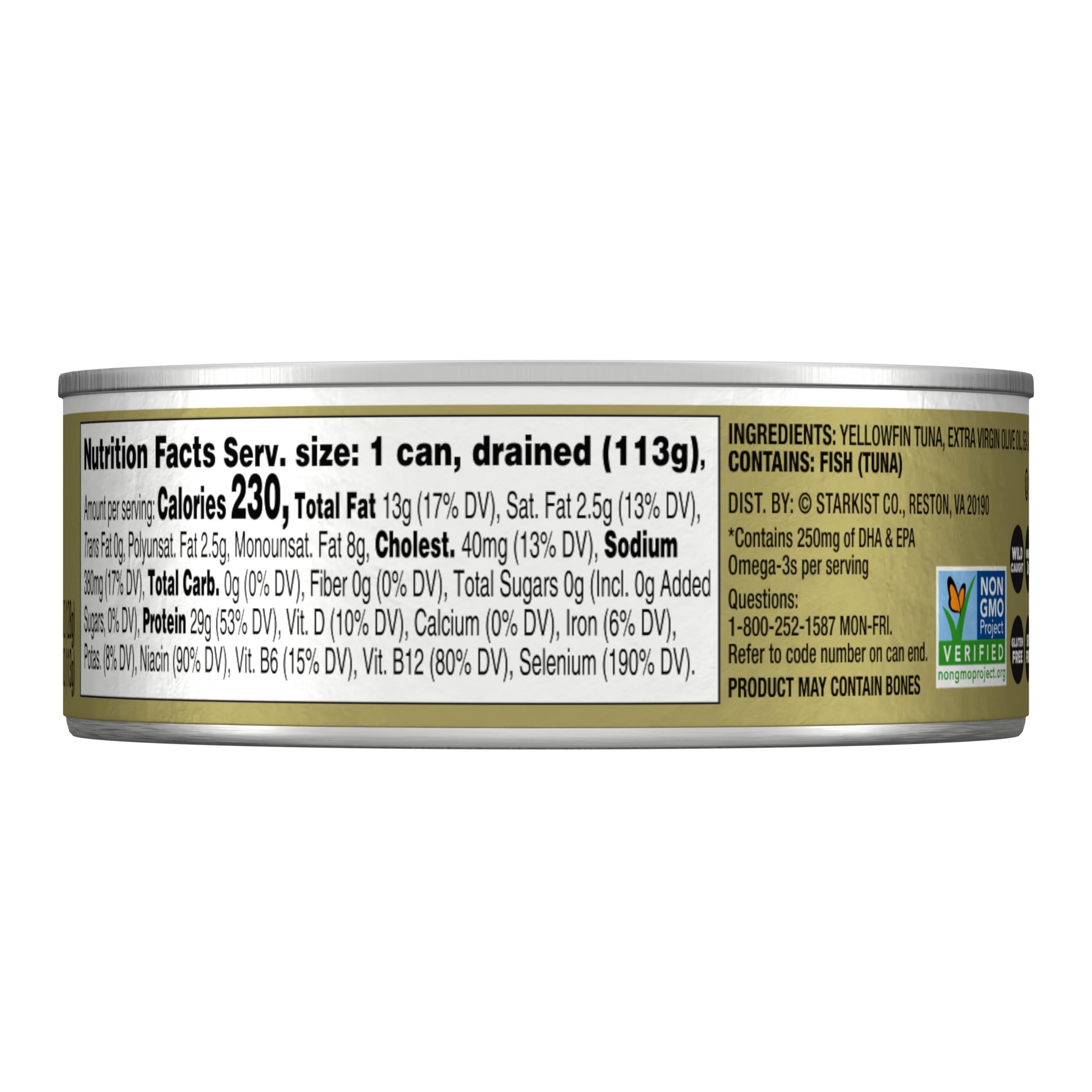 StarKist E.V.O.O. Yellowfin tuna fillets in olive oil, rich flavor.