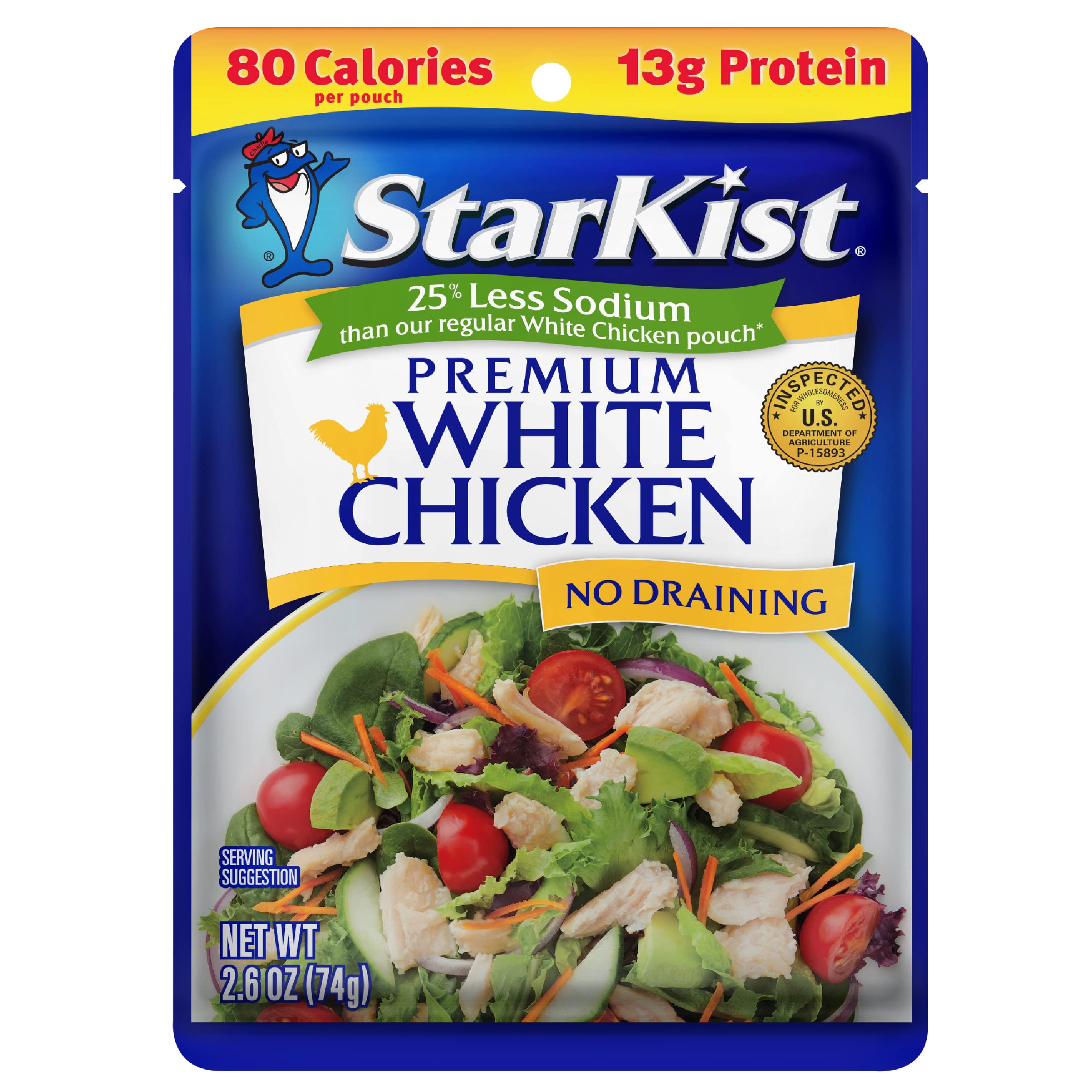 StarKist less sodium premium white chicken pouch ready-to-eat protein snack