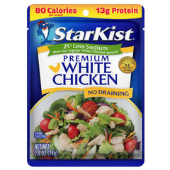 StarKist less sodium premium white chicken pouch ready-to-eat protein snack