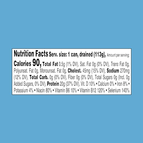 StarKist tuna can with nutrition label and 90 calories per serving