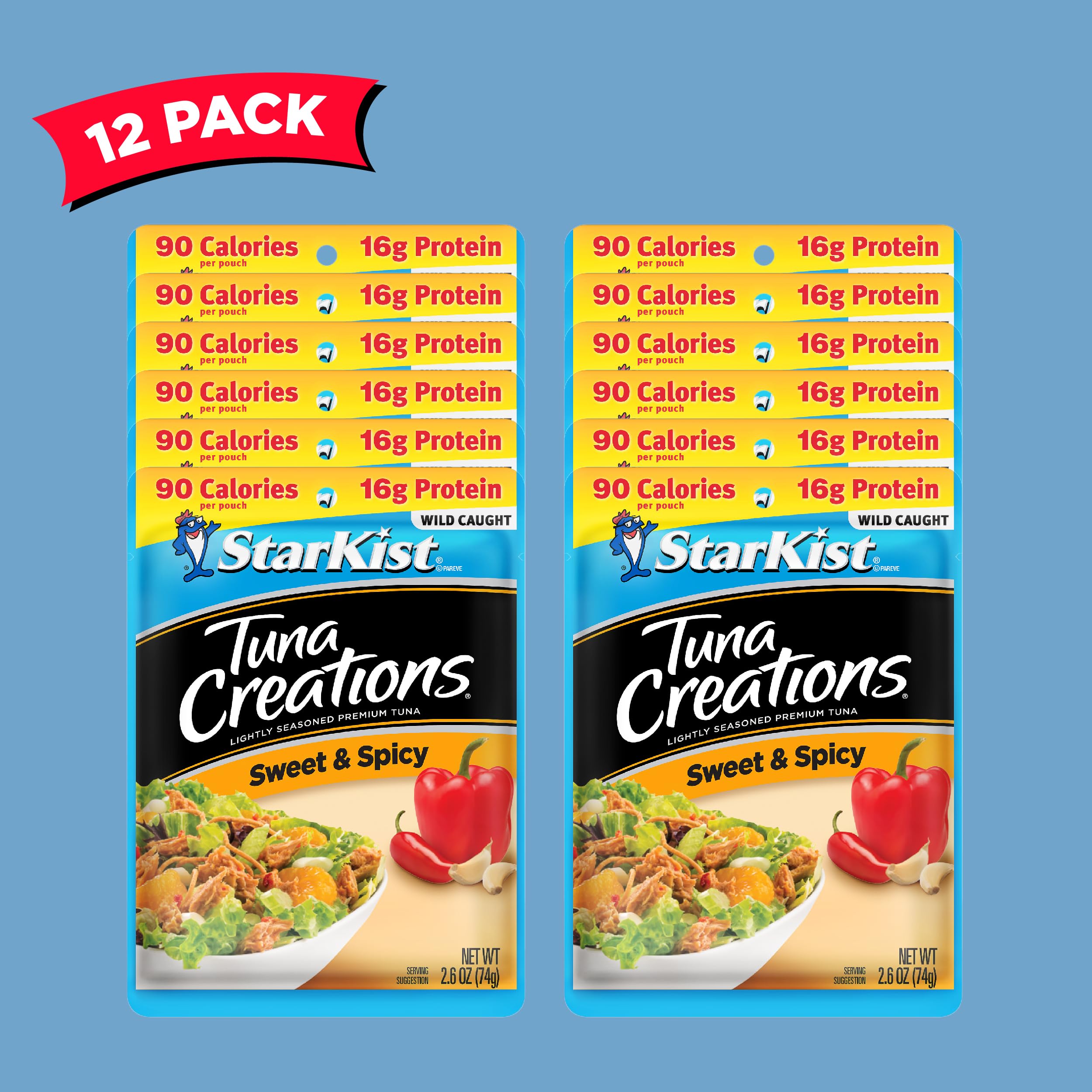 StarKist Sweet and Spicy tuna pouch packaging closeup showing convenient packaging.