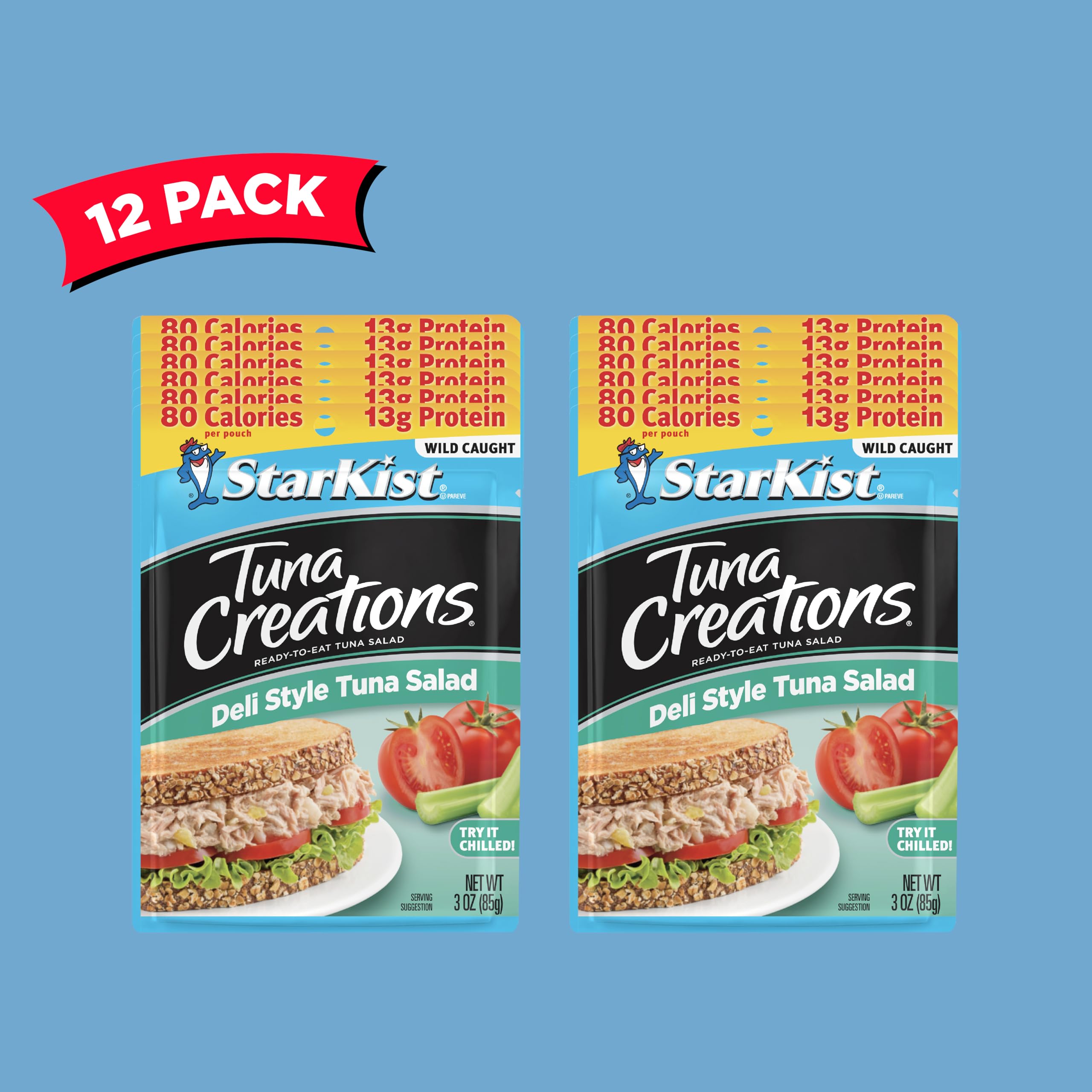 StarKist tuna pouch beside salad bowl, quick high-protein meal.