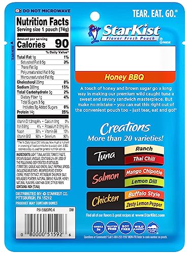 StarKist Tuna Creations Honey BBQ packaging displayed for portable meals on the go