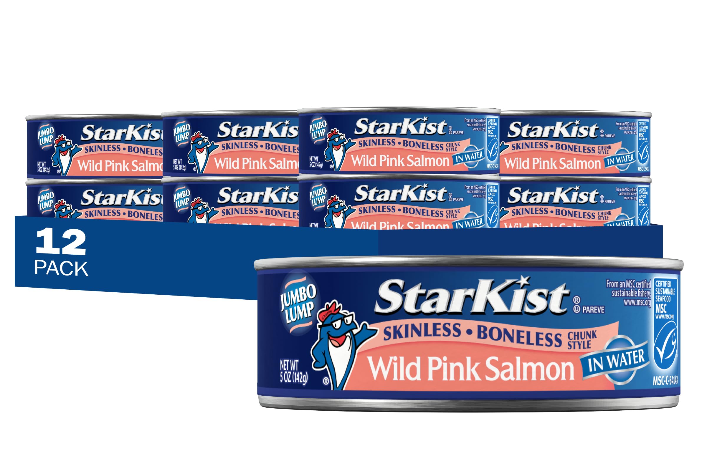 StarKist Wild Pink Salmon can: boneless, skinless, convenient protein source.