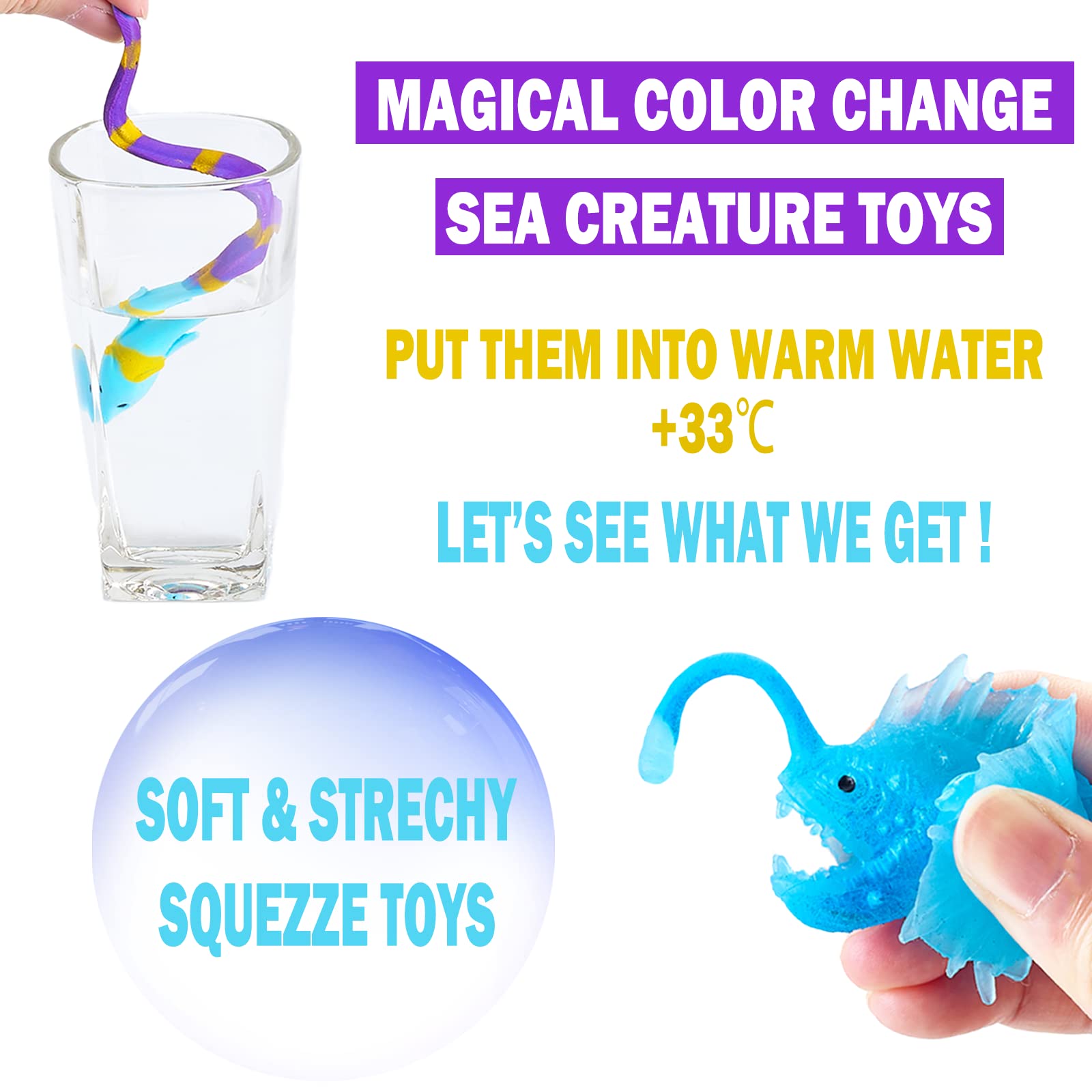 Staroud glow-in-the-dark sea creature toy illuminating bath time.