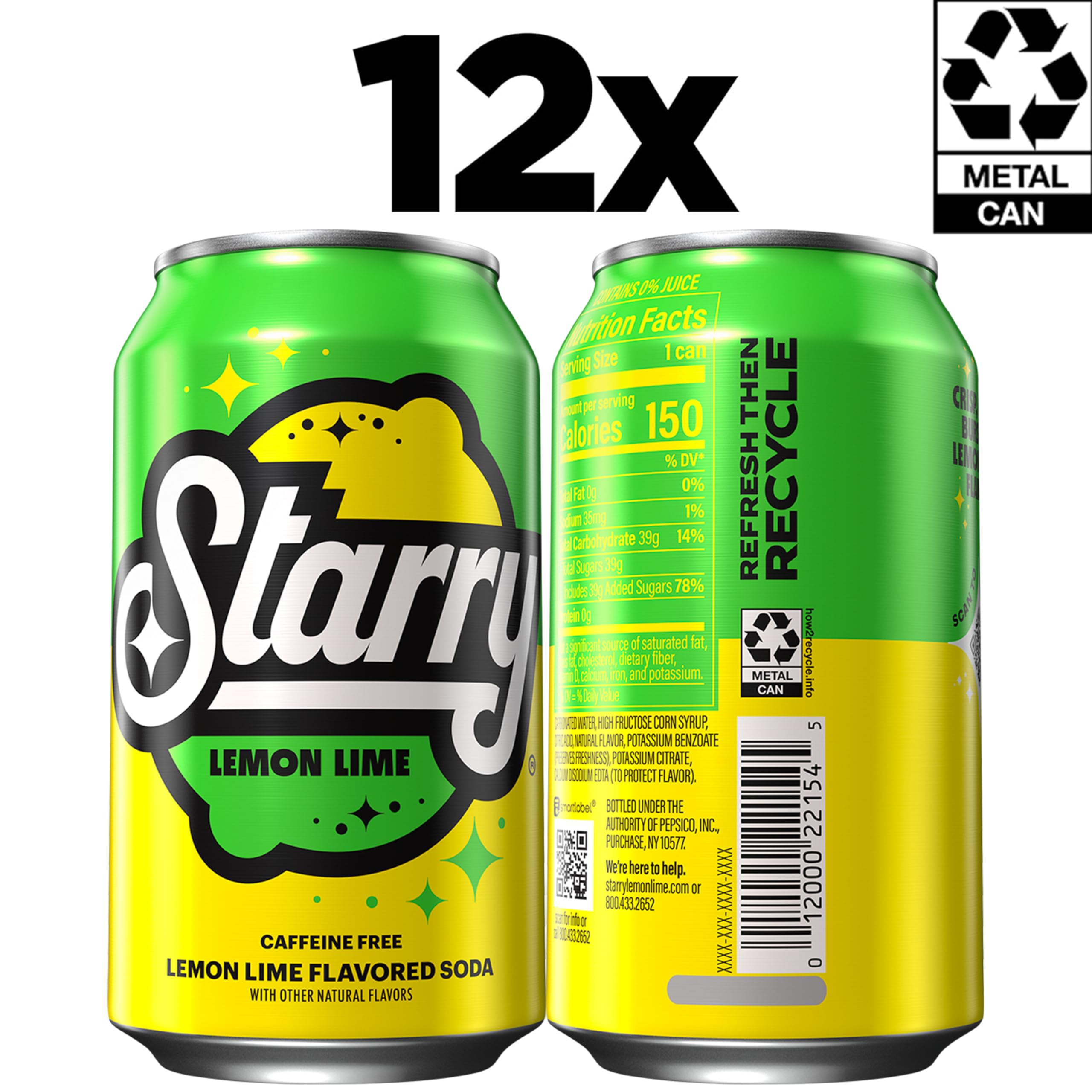 Starry Lemon Lime Soda label graphic emphasizes bright citrus.