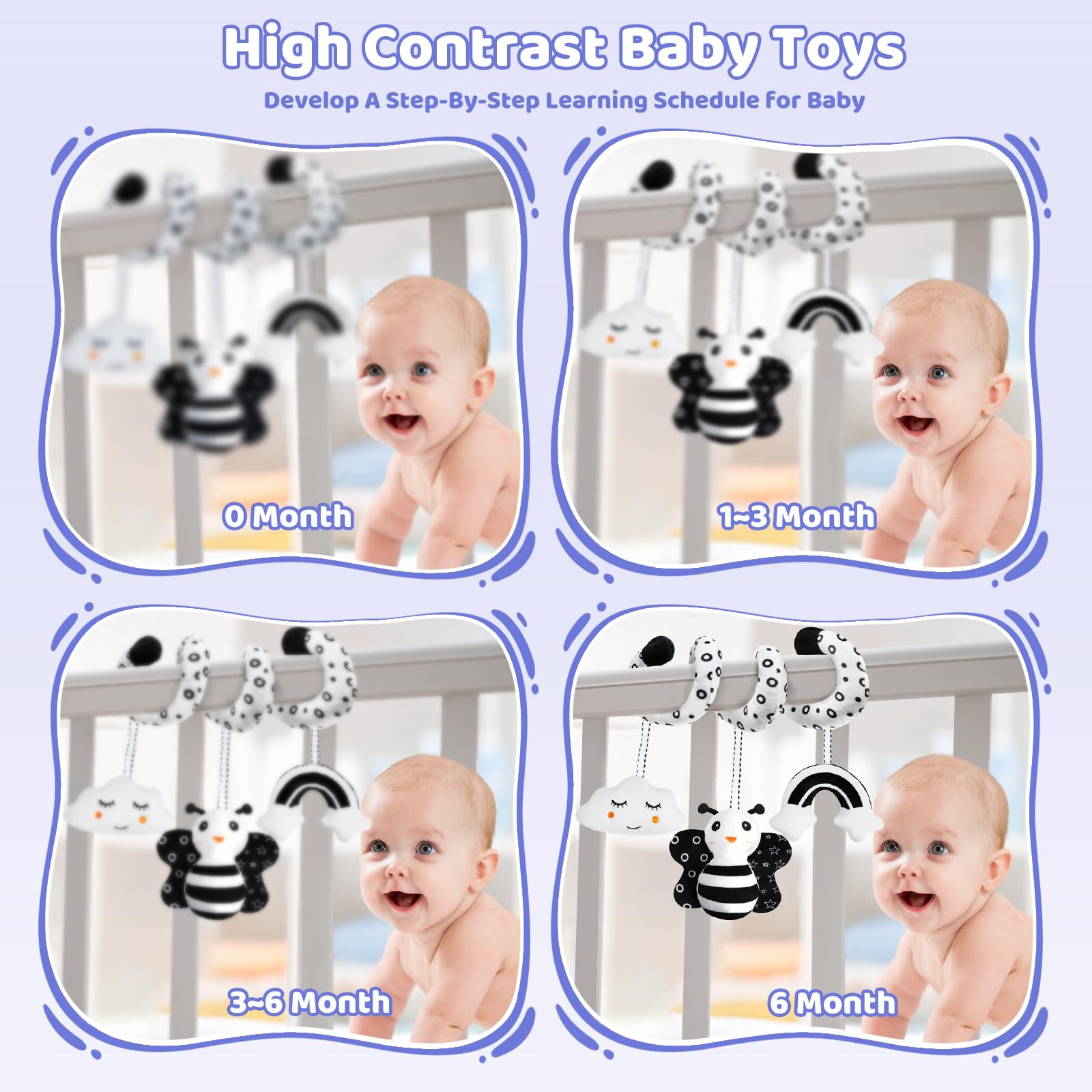 Starrykids car-seat toy with sounds attracts attention and supports sensory play