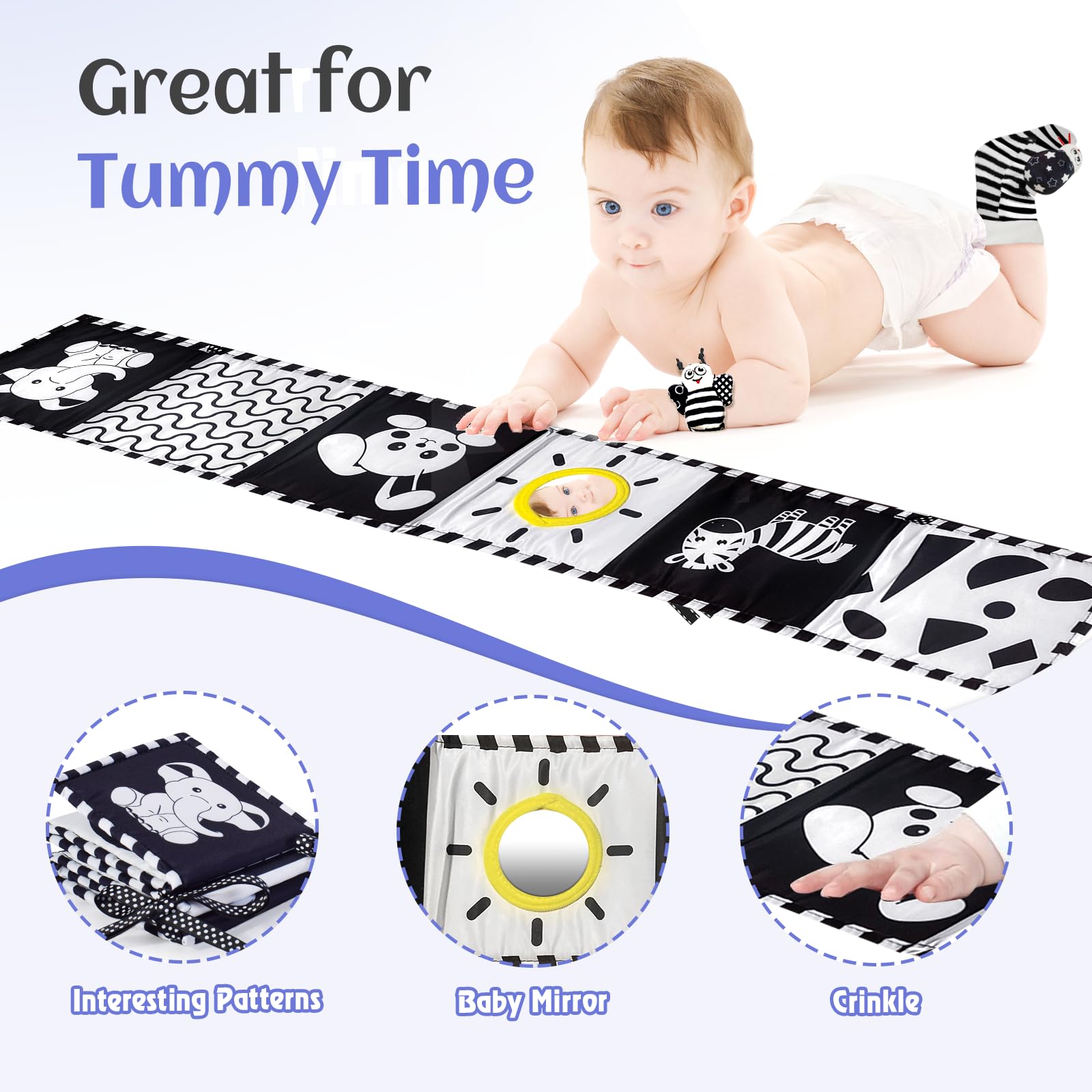 Starrykids wrist and sock rattle stimulates touch and sound during tummy time