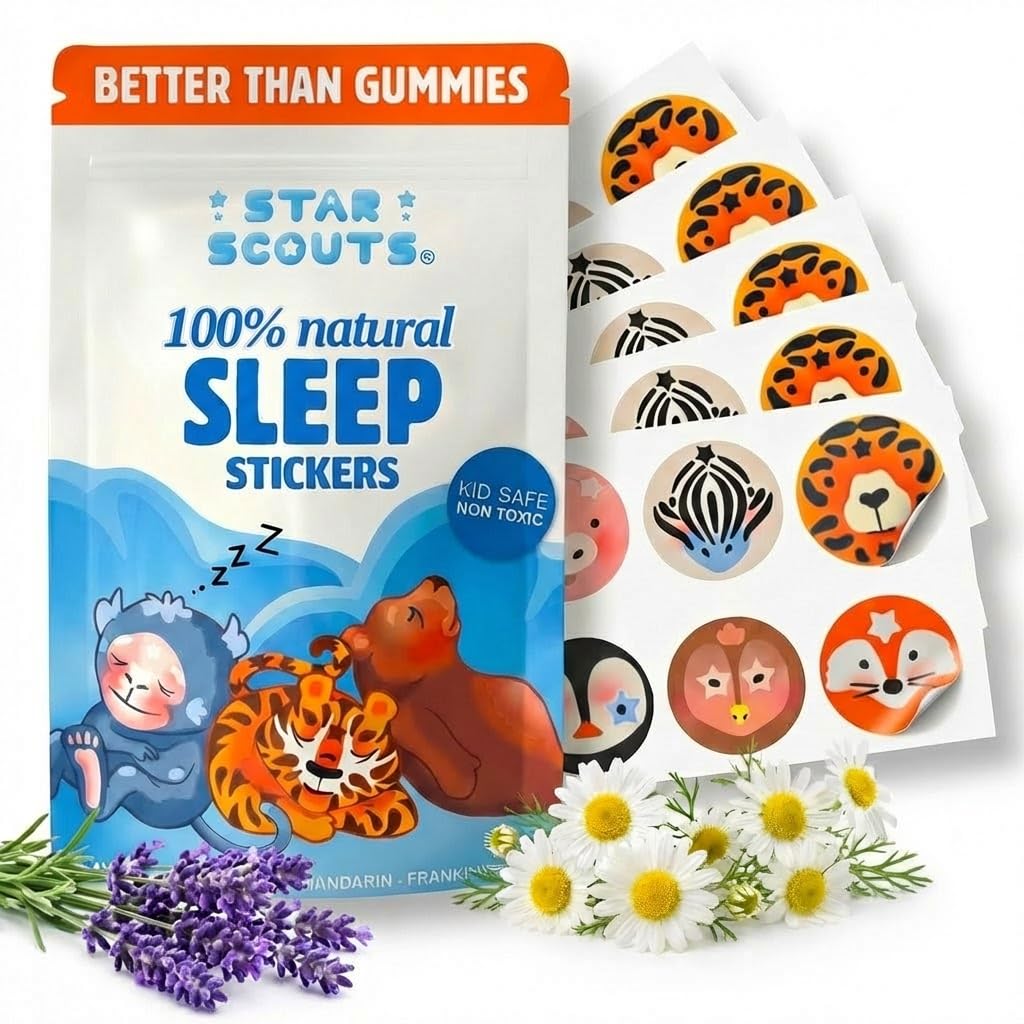 StarScouts sleep patches kids package display promoting calm nights with lavender and chamomile aroma