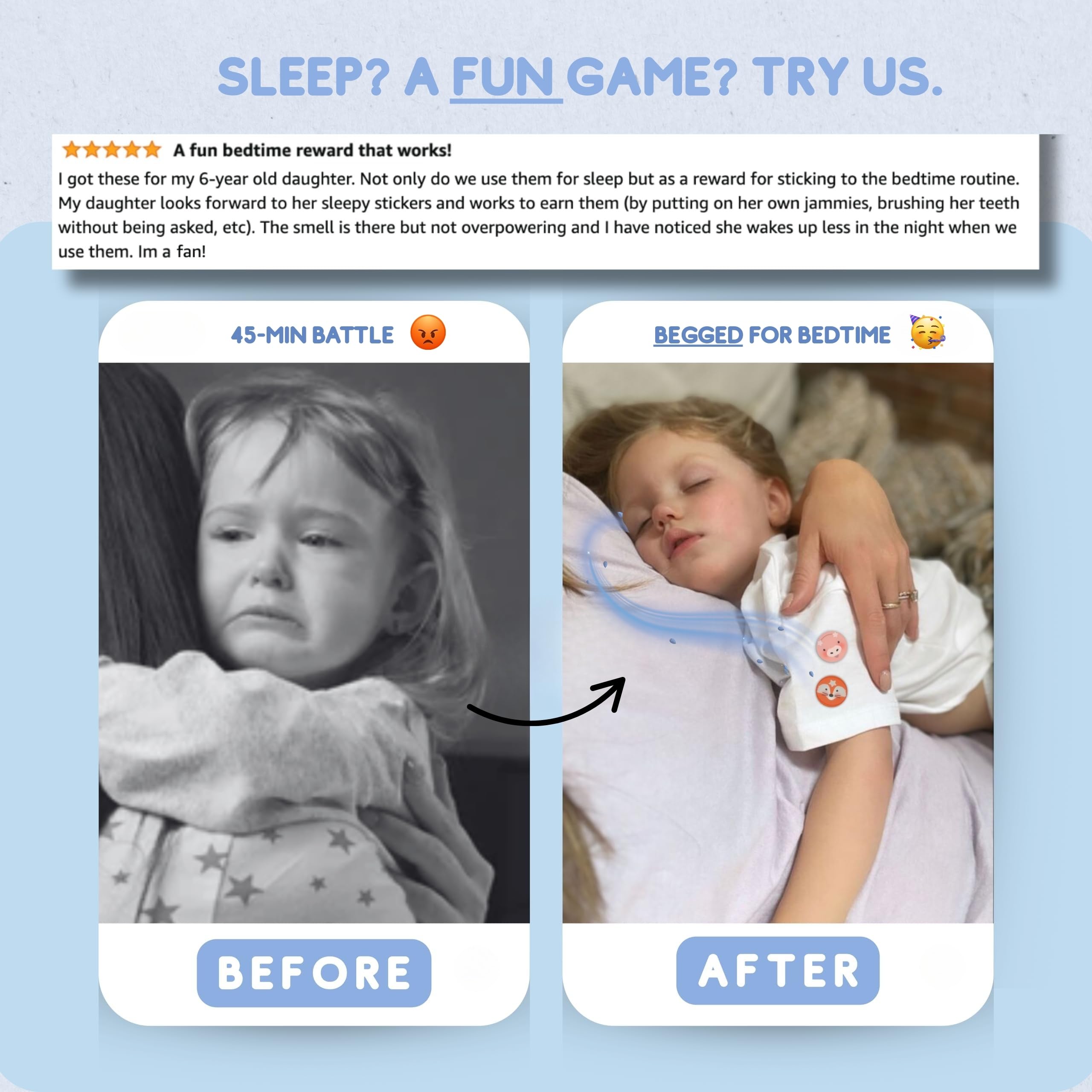StarScouts patches on a toy illustrate gentle sleep support during bedtime play