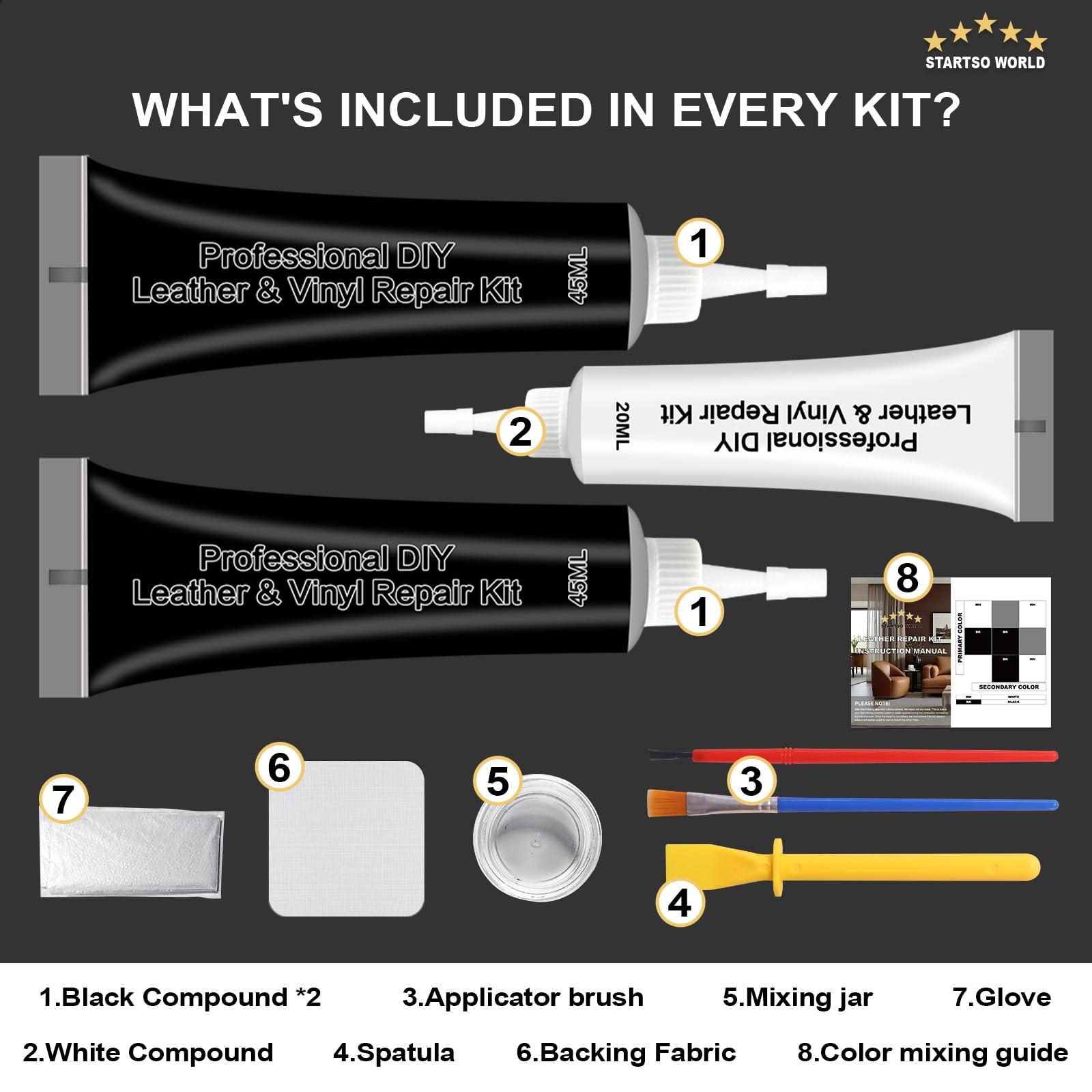 STARTSO WORLD tool set included for easy, professional-grade repairs.