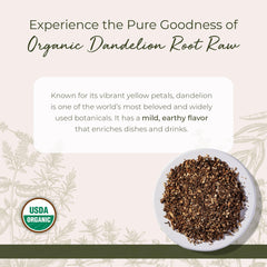 Starwest Botanicals dandelion root tea cut and sifted for easy brewing.
