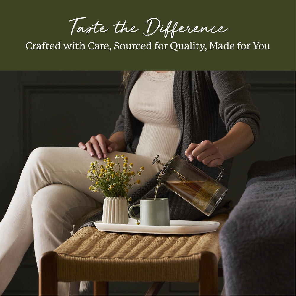 Starwest Botanicals dandelion root tea hot infusion for a caffeine-free calm.