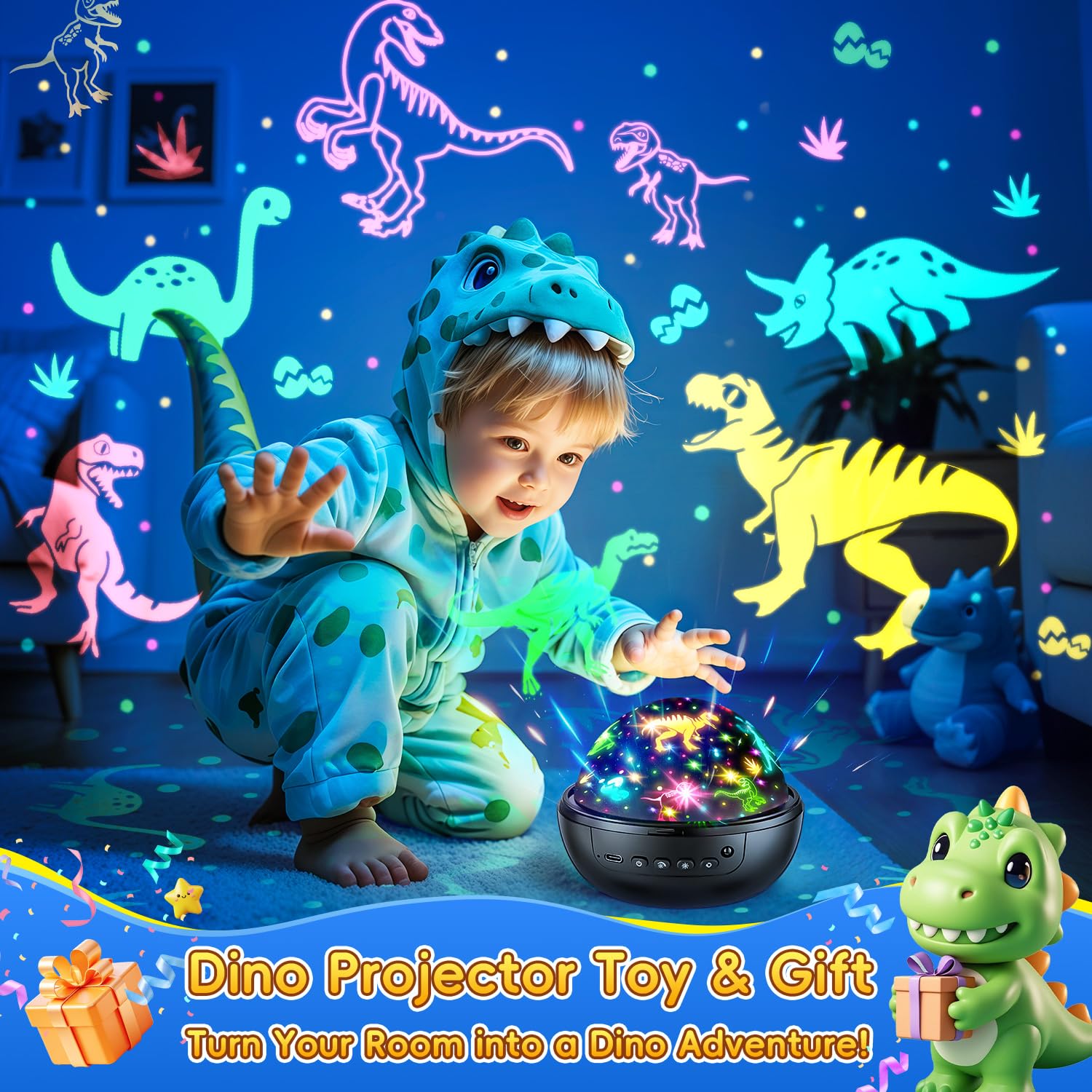Staryou dinosaur night light offers 93 effects for magical ambiance.