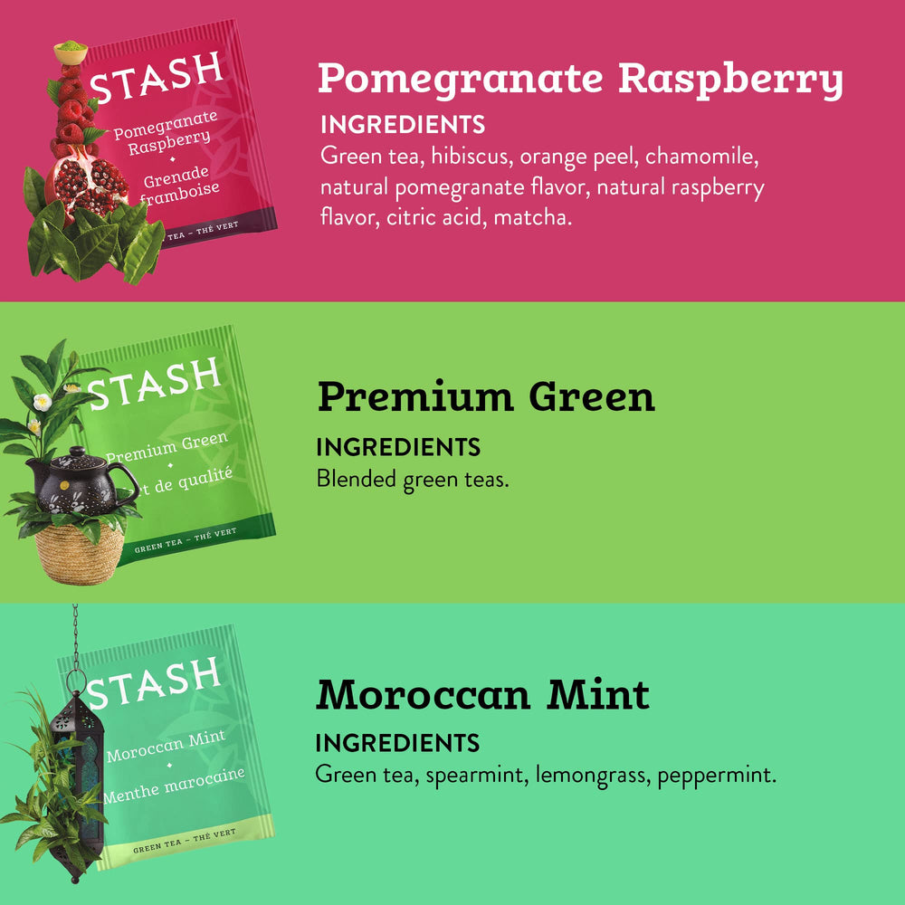 STASH Green Tea Variety Pack Premium Green tea bags for classic, smooth flavor.