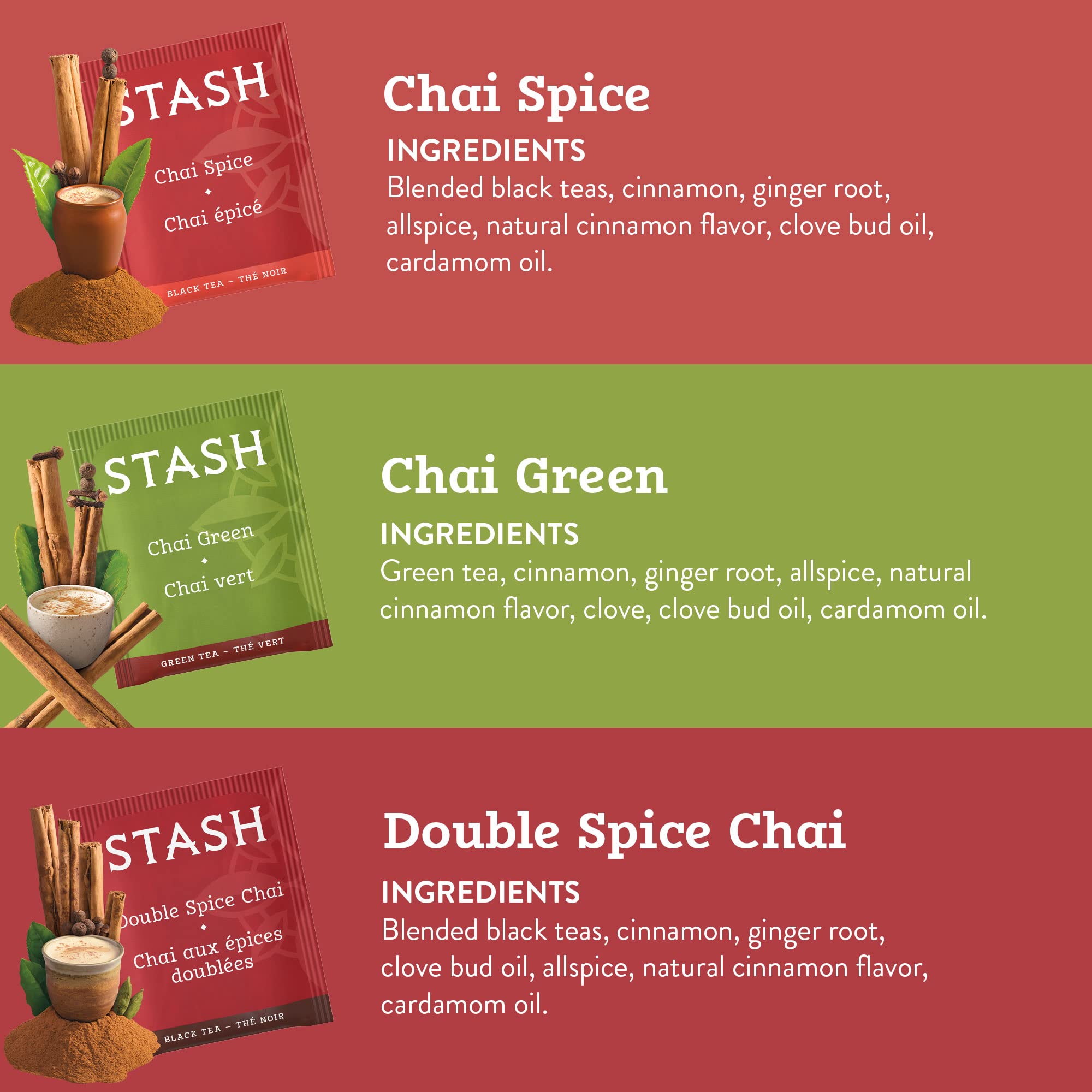 Stash Tea Chai Spice flavor box sparks cozy spice notes
