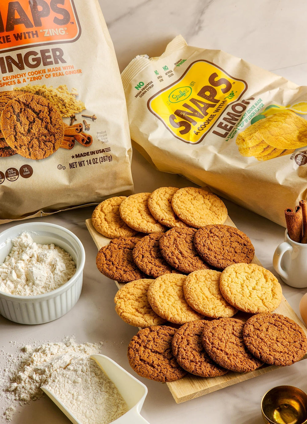 Stauffer's Ginger SNAPS Kosher and USA-made icon on label
