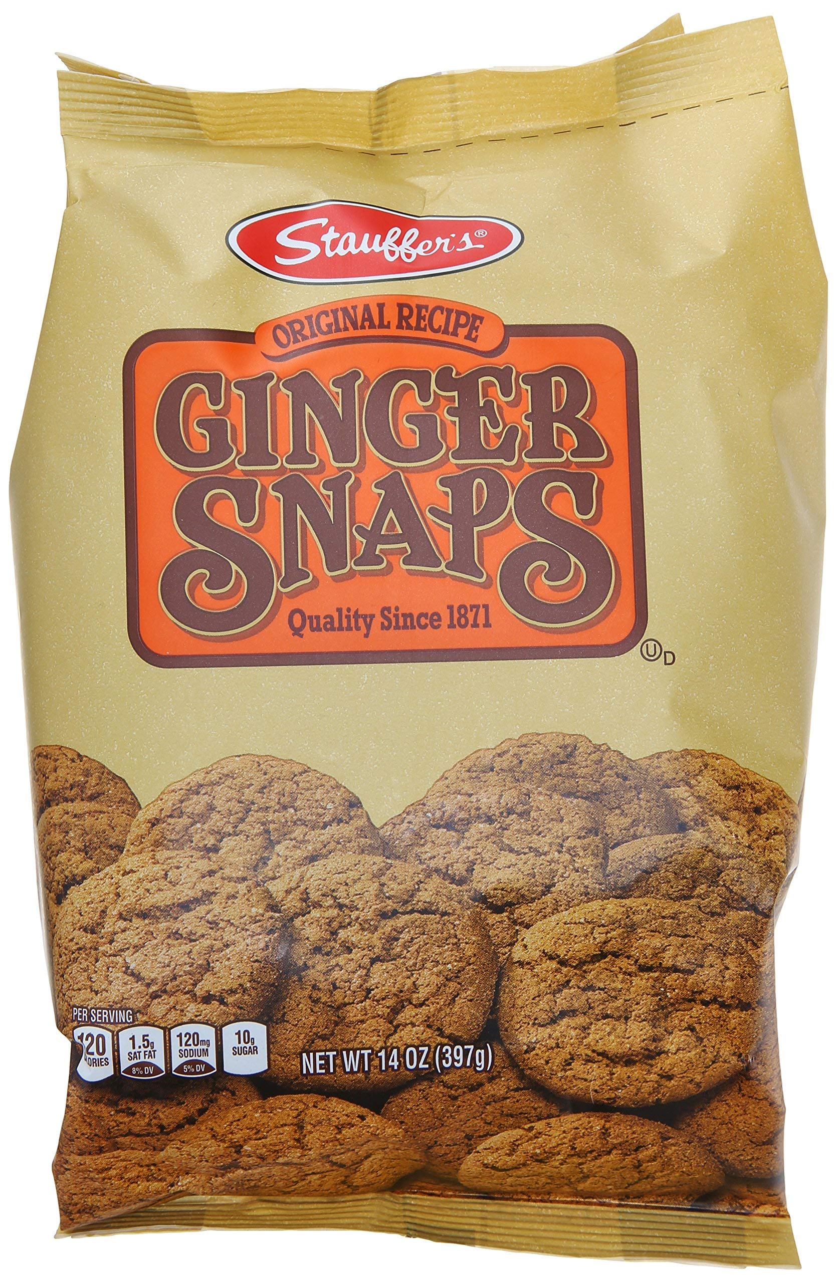 Stauffer’s Ginger Snap cookies in a 14oz pack, ideal with tea or milk