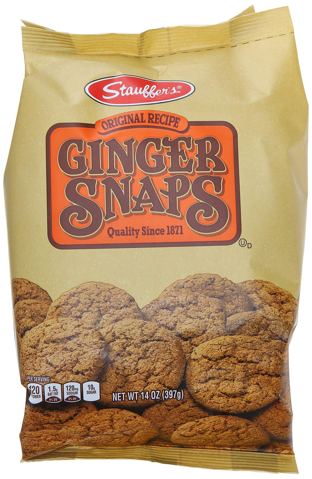 Stauffer’s Ginger Snap cookies in a 14oz pack, ideal with tea or milk
