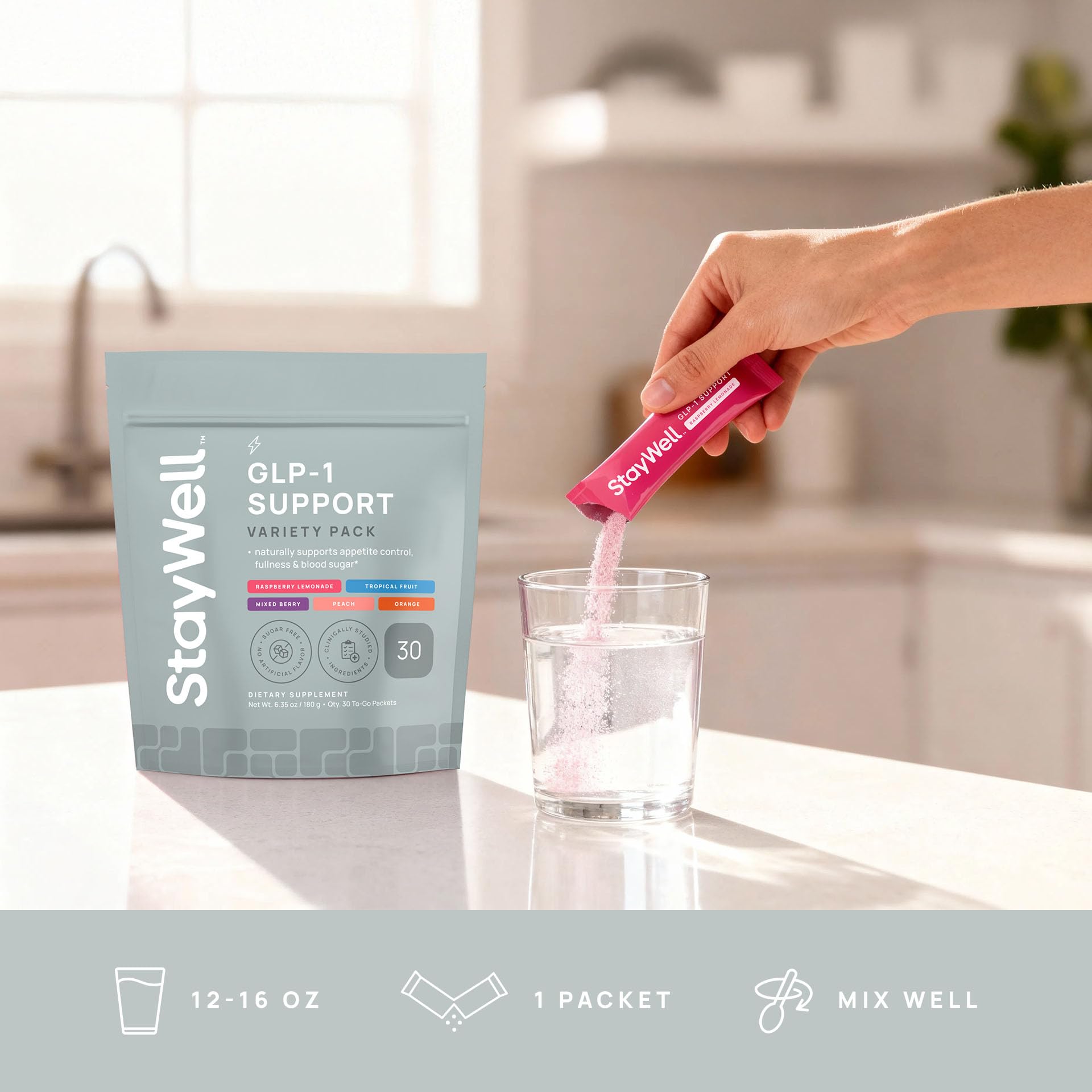 Bottle with ingredients spread to show clean label formulation
