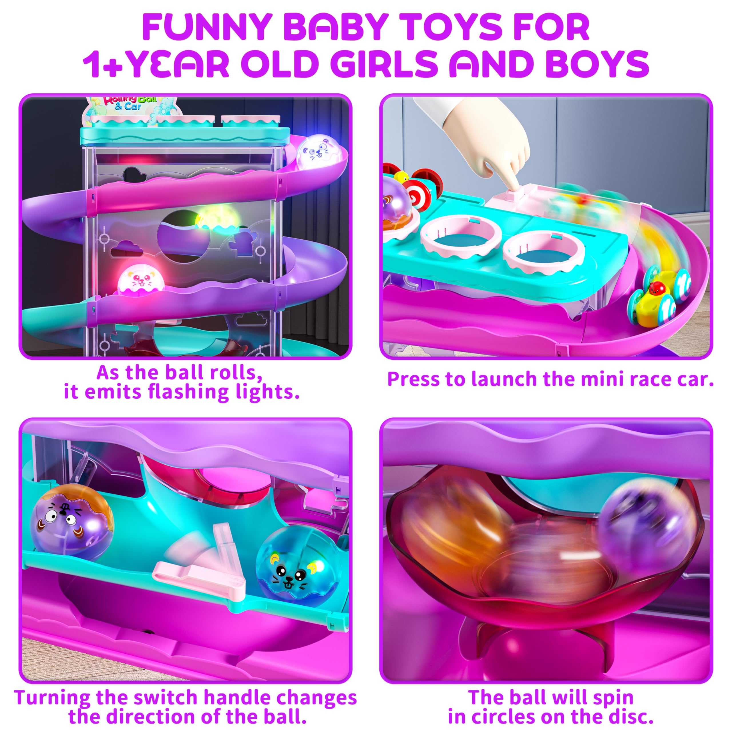 Stay Fun hammer-action ball lift close-up displaying cause-and-effect play.