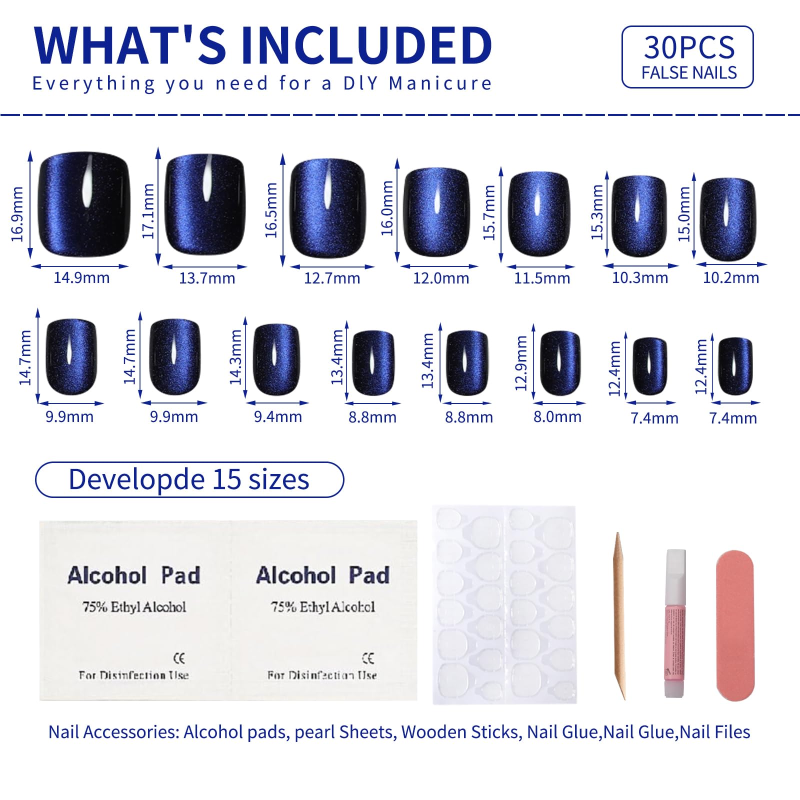 Stbisen 15-sizes kit ensures a precise fit for different nail beds.