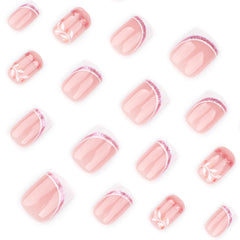Stbisen Glossy gel finish on nude tips creates a polished salon like shine
