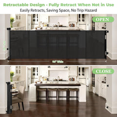 Stcockis space-saving retractable gate fits both indoor and outdoor openings.