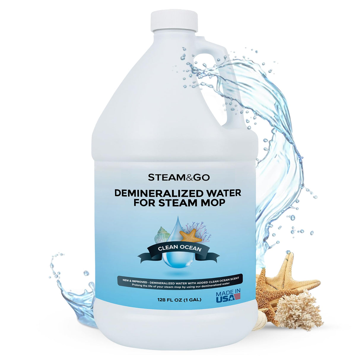 Steam and Go demineralized water bottle pour for easy steam cleaning