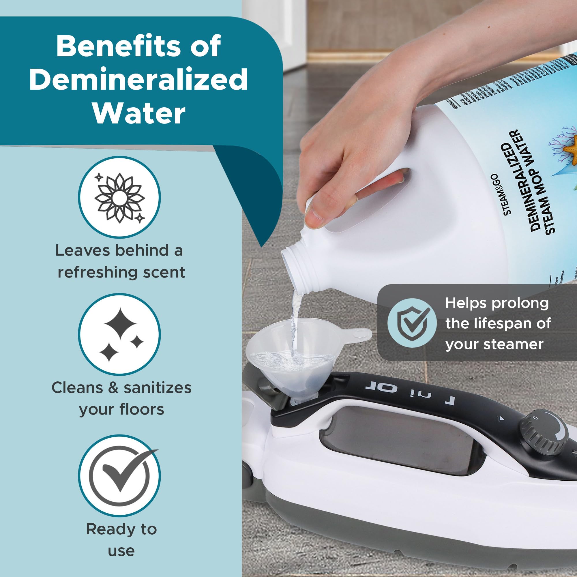 Steam and Go limescale prevention flow maintains steady steam