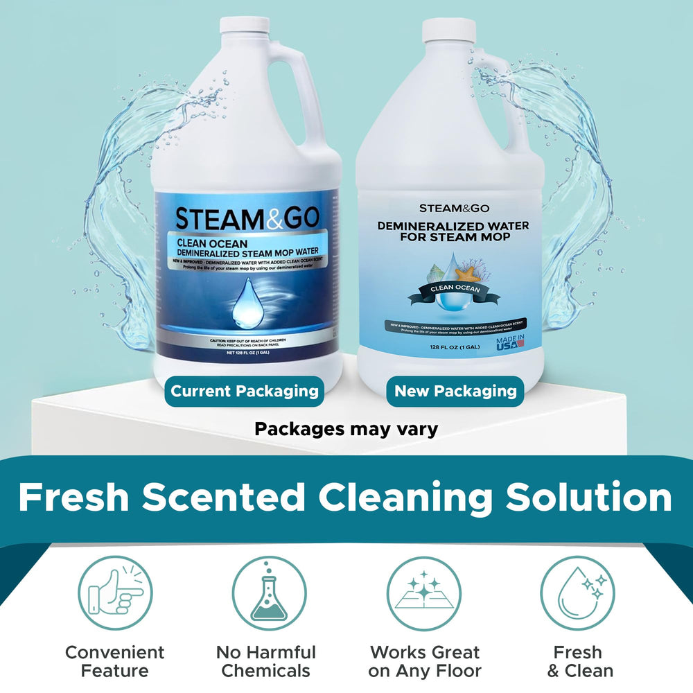 Steam and Go ready-to-use formula in mop tank for quick cleaning