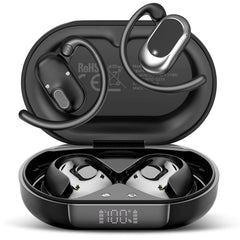 STECEi translation earbuds in charging case showing battery status for on-the-go translations.