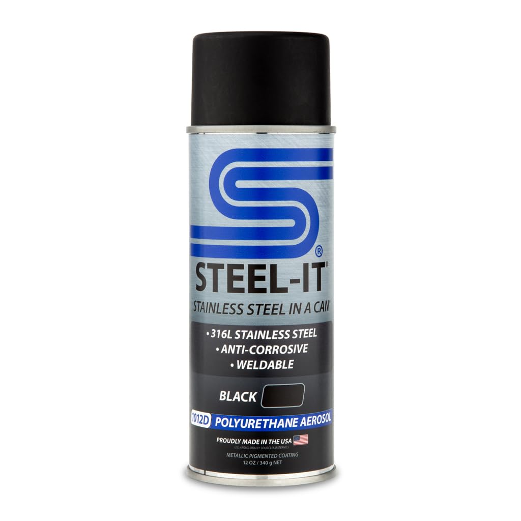 Steel-It 1012D black aerosol can for quick and even metal coating