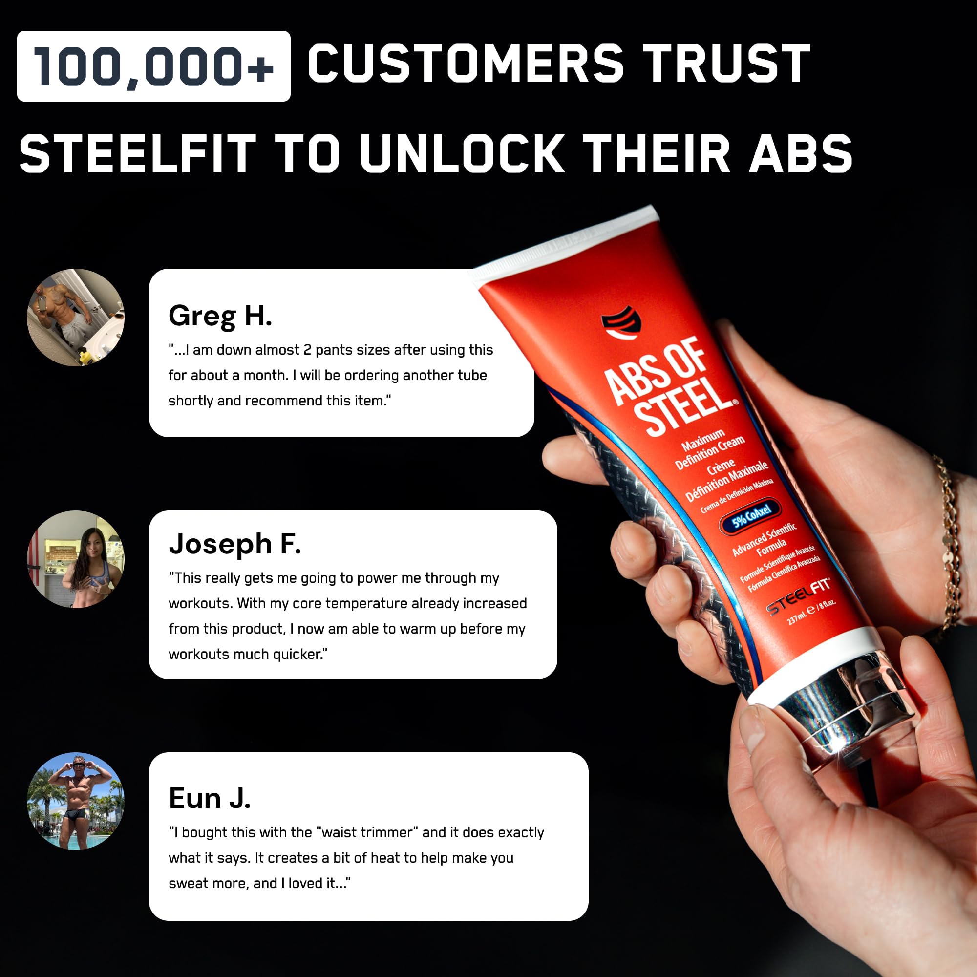 SteelFit branding beside gym gear suggesting pre- or post-workout use