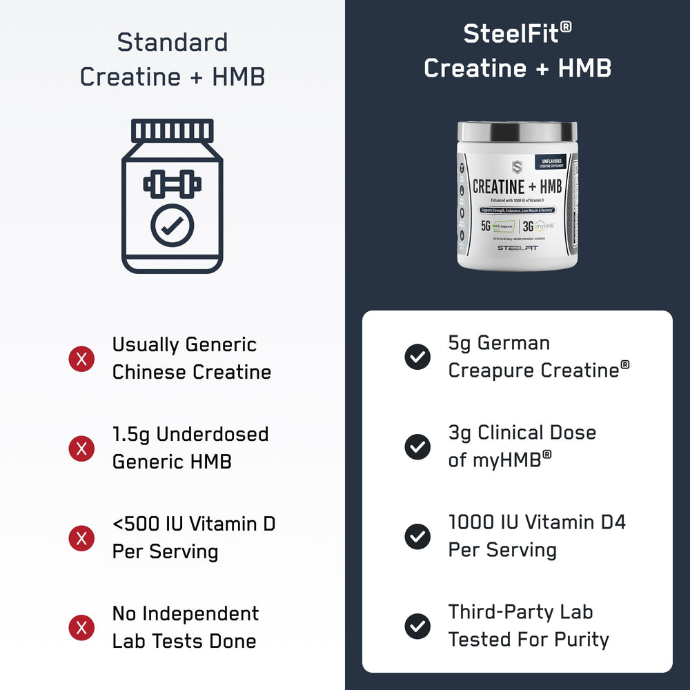 SteelFit Creatine HMB in a gym setting during training.