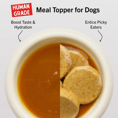 Stella & Chewy's bone broth pouch close-up highlights resealable packaging.