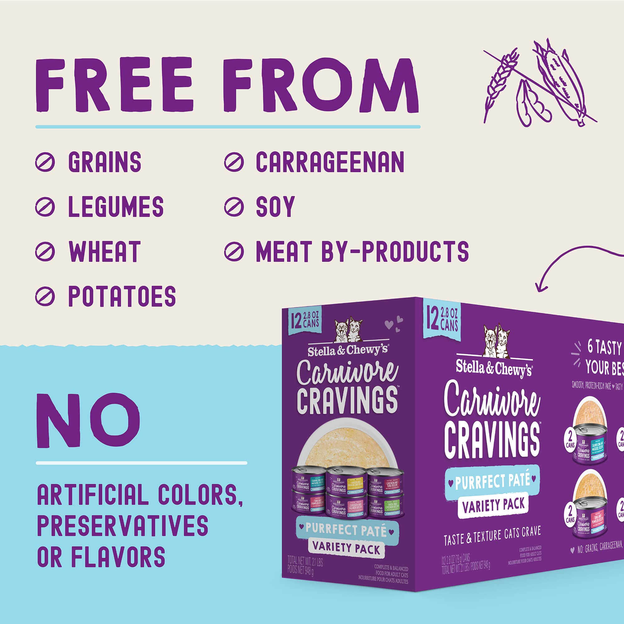 Stella & Chewy's easy-serving wet food visual suggests convenient meals.