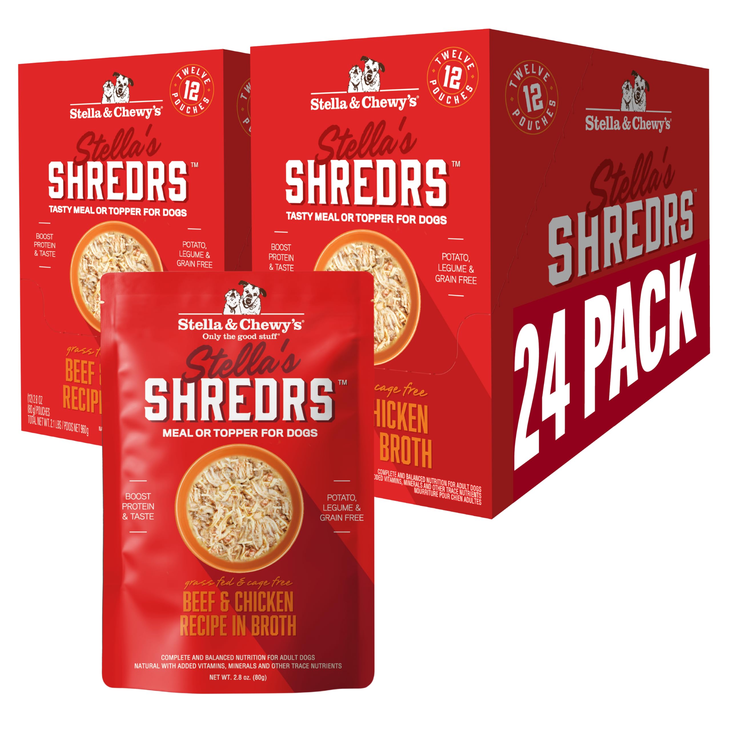 Stella & Chewy's Shredrs 24-pack packaging for easy meal planning