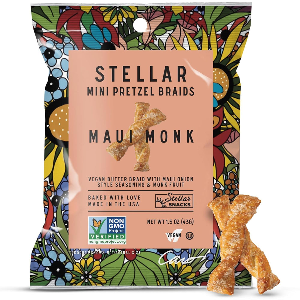 Stellar Snacks mini pretzel braids showcase chewy crust and salted twist for lunchbox moments.