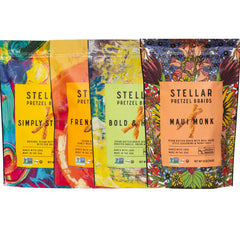 Stellar Snacks Pretzel Braids Maui Monk close-up, ideal for on-the-go snacking