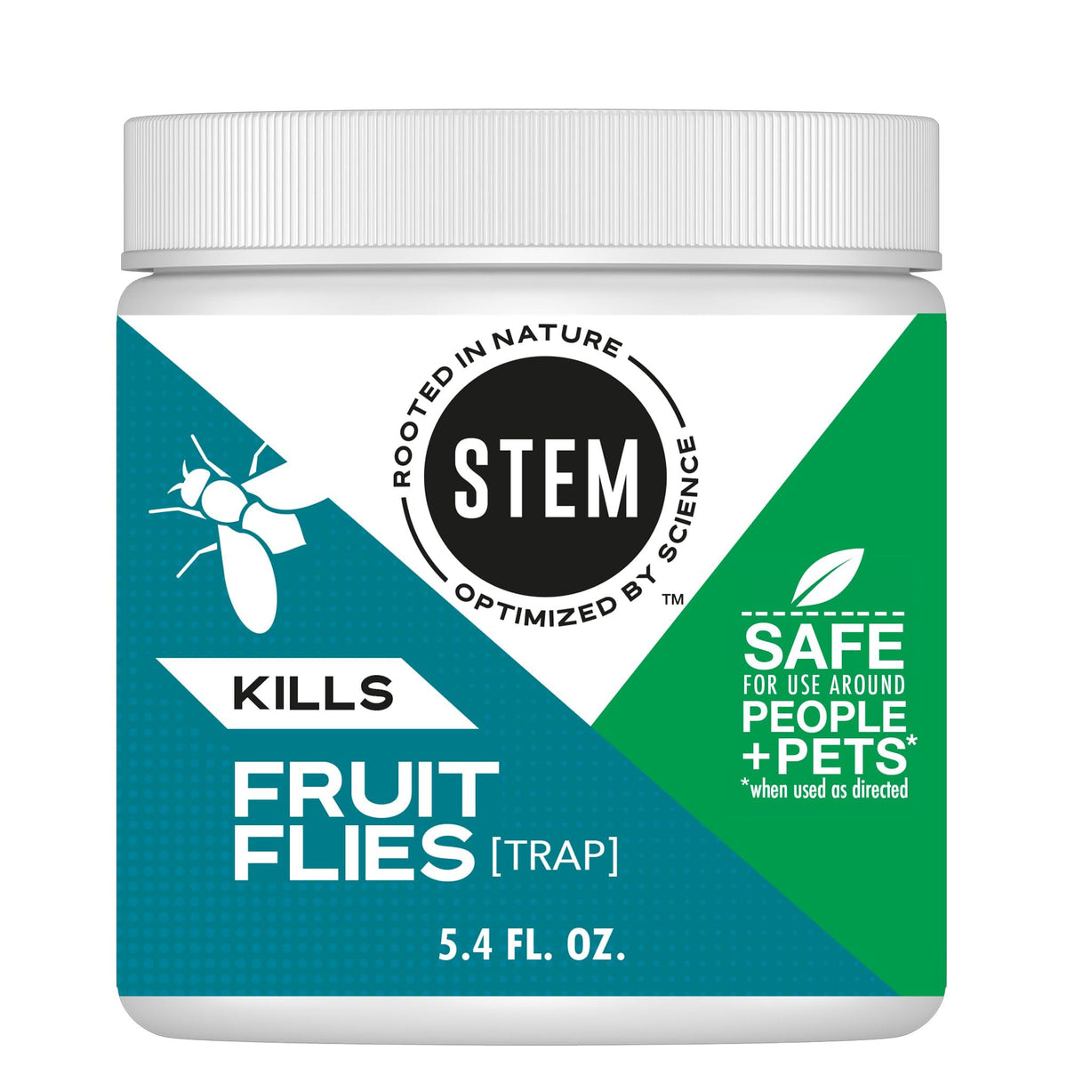 STEM fruit fly trap packaging shows a safe botanical home solution.