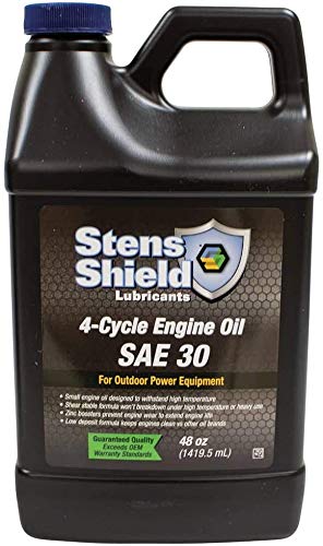 Stens Shield 770-032 bottle close-up label for high-temp, small-engine oil