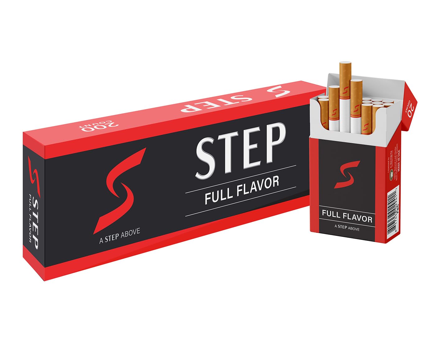 STEP Full Flavor Red Herbal Cigarettes box in a full carton for convenient stocking