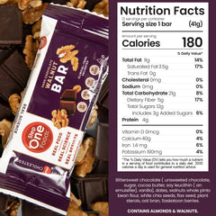 Step One Foods dark chocolate walnut bar close-up rich flavor and nuts
