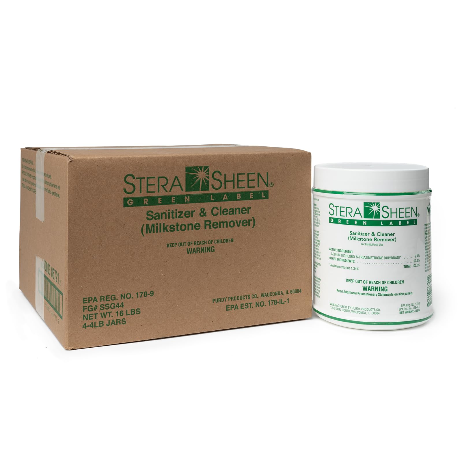 Stera-Sheen Green Label ice-machine cleaner jar pack keeps equipment sanitary.