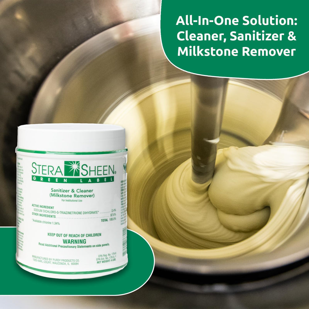 Stera-Sheen Green Label sanitizer for ice machines safe on food-contact surfaces.