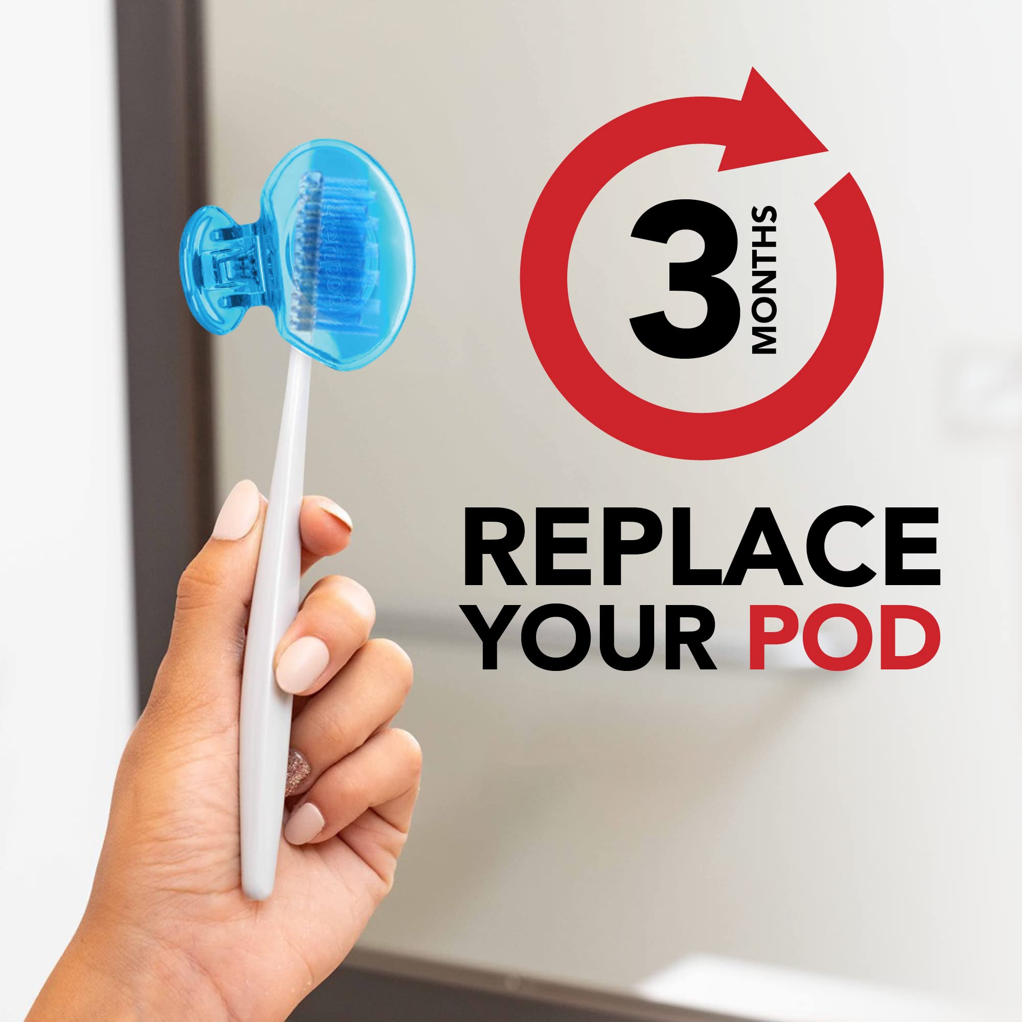 Steripod provides brush-head coverage to prevent contact between brushes