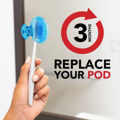 Steripod provides brush-head coverage to prevent contact between brushes